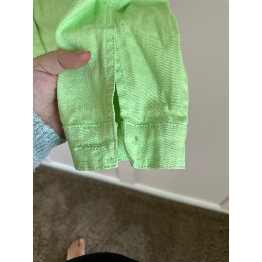 Quacker Factory Lime Green Pearl Rhinestone Denim Jacket Womens Large Neon lime - Picture 8 of 8
